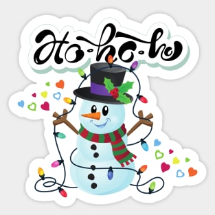 Snowman with Christmas lights - HO HO HO Sticker